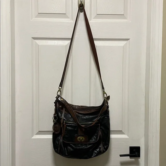 Fossil |Heritage |"Long Live Vintage"|Two-Tone | Leather |Crossbody/Shoulder Bag - Picture 2 of 16